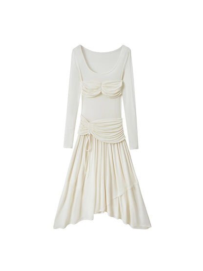DIDDI MODA Classicalist Asymmetrical Pleated Maxi Dress