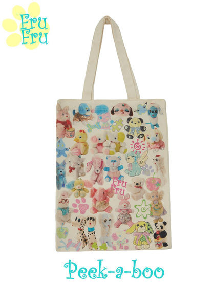 Frufru Gulu Vintage Animal Print Eco Canvas Tote Beige