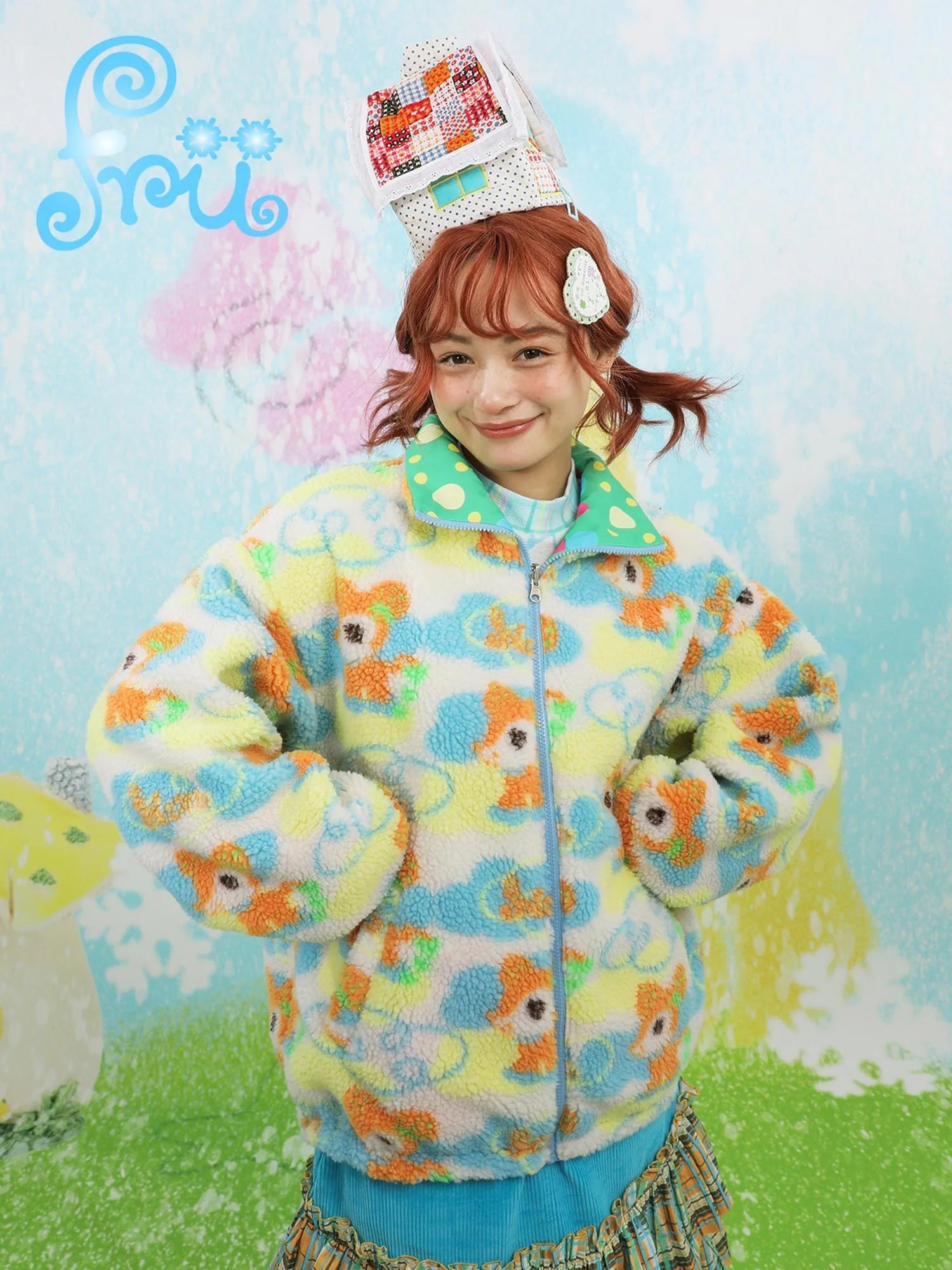 Winter Cartoon Print Cozy Reversible Lamb Velvet Sweater