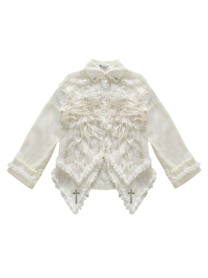 WSW WUSHENWU Mesh Chiffon Industrial Minimalist Oversized Shirt