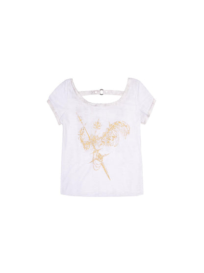 ARIADNAw Ariadna S Vintage Punk Print Bronze Sleeveless Tee