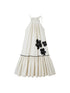 DIDDI MODA Silver Stripe Halter Neck A Line Maxi Dress