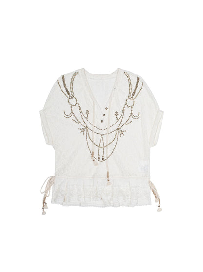 Punk Lace Shirt Dress With Vintage Diamond Cut