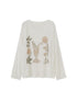 DIDDI MODA Floral Mist Knit Set Sheer Top Tee Shorts