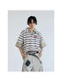 Peoplesense Retro Nylon Zip Polo Contrast Stripe Loose Tee