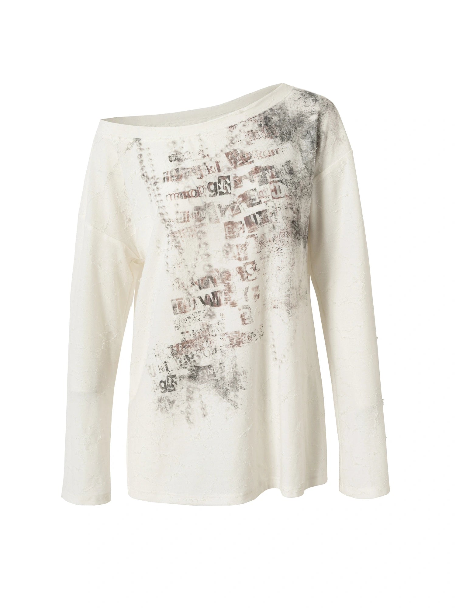 Oversized Punk Print Off-Shoulder Long Sleeve T-Shirt