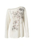 Oversized Punk Print Off-Shoulder Long Sleeve T-Shirt