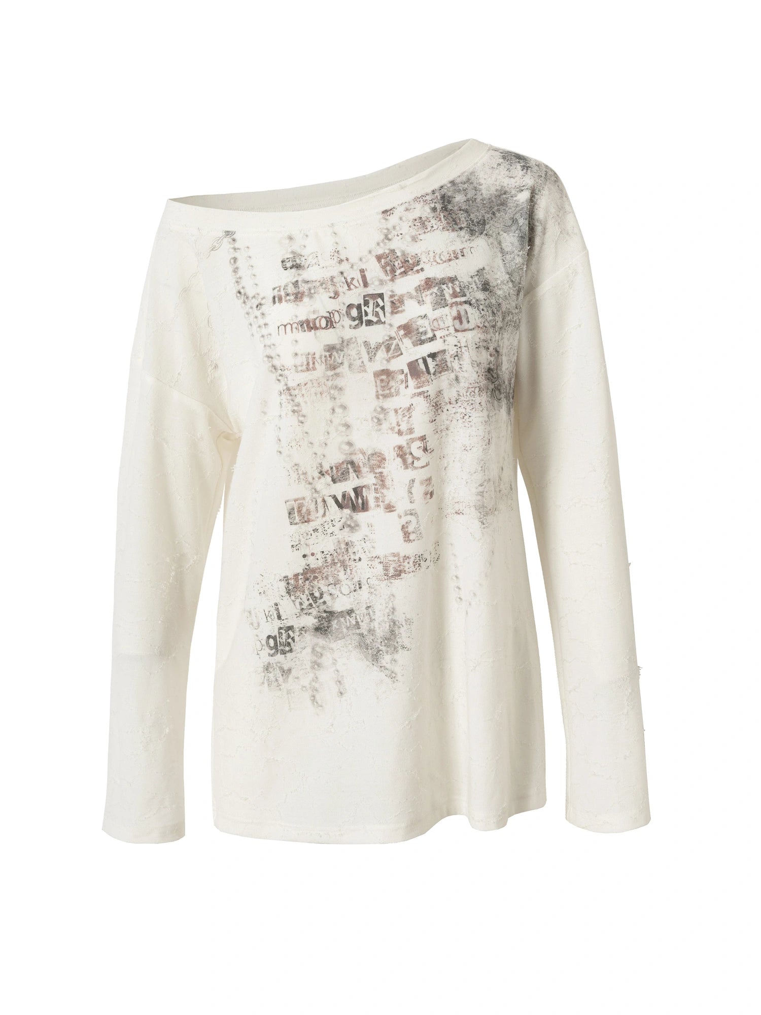 Oversized Punk Print Off-Shoulder Long Sleeve T-Shirt