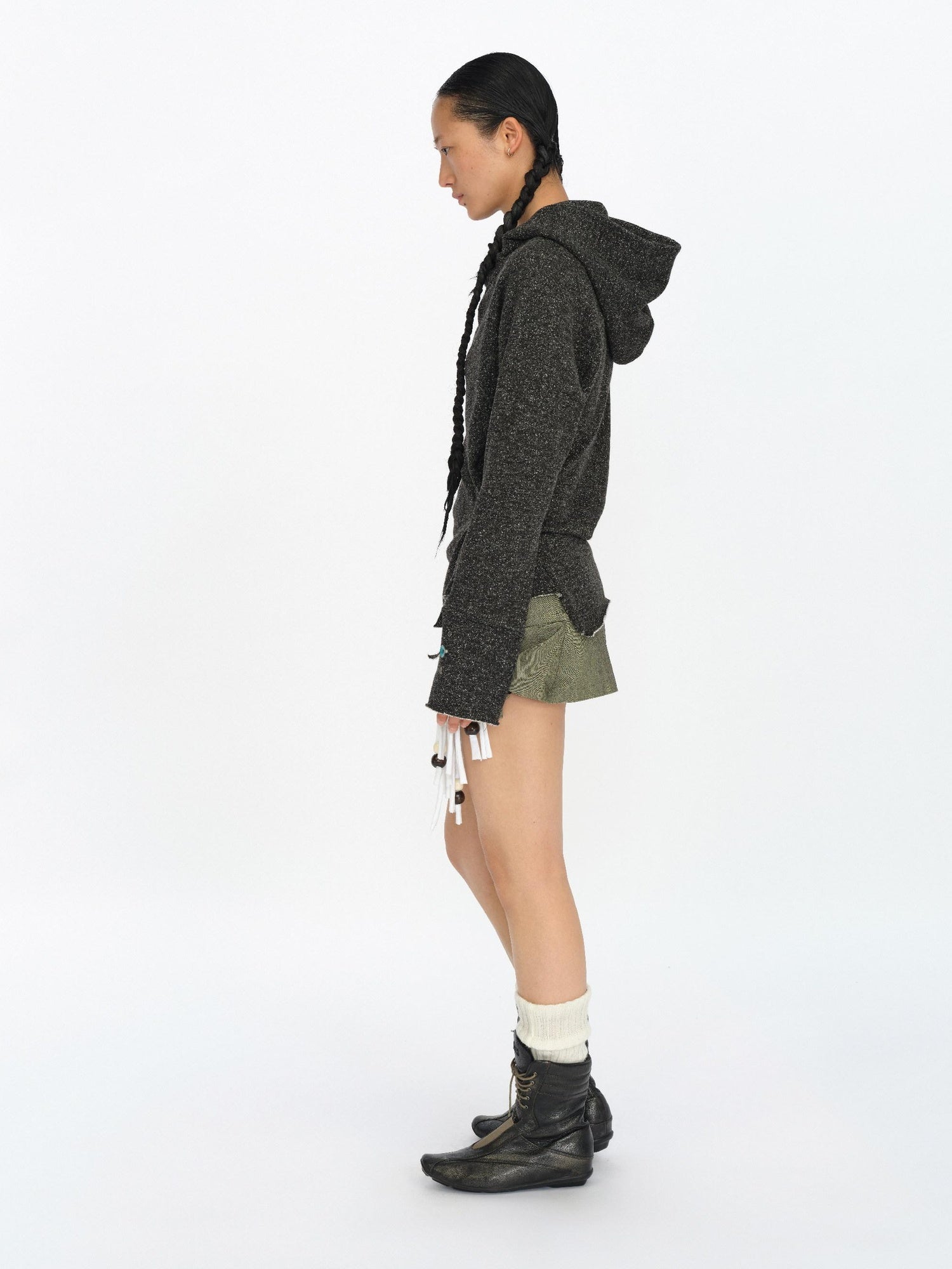 oinimi Acrylic Cotton Slim Fit Hooded Long Sleeve Frayed Hem Unisex Hoodies