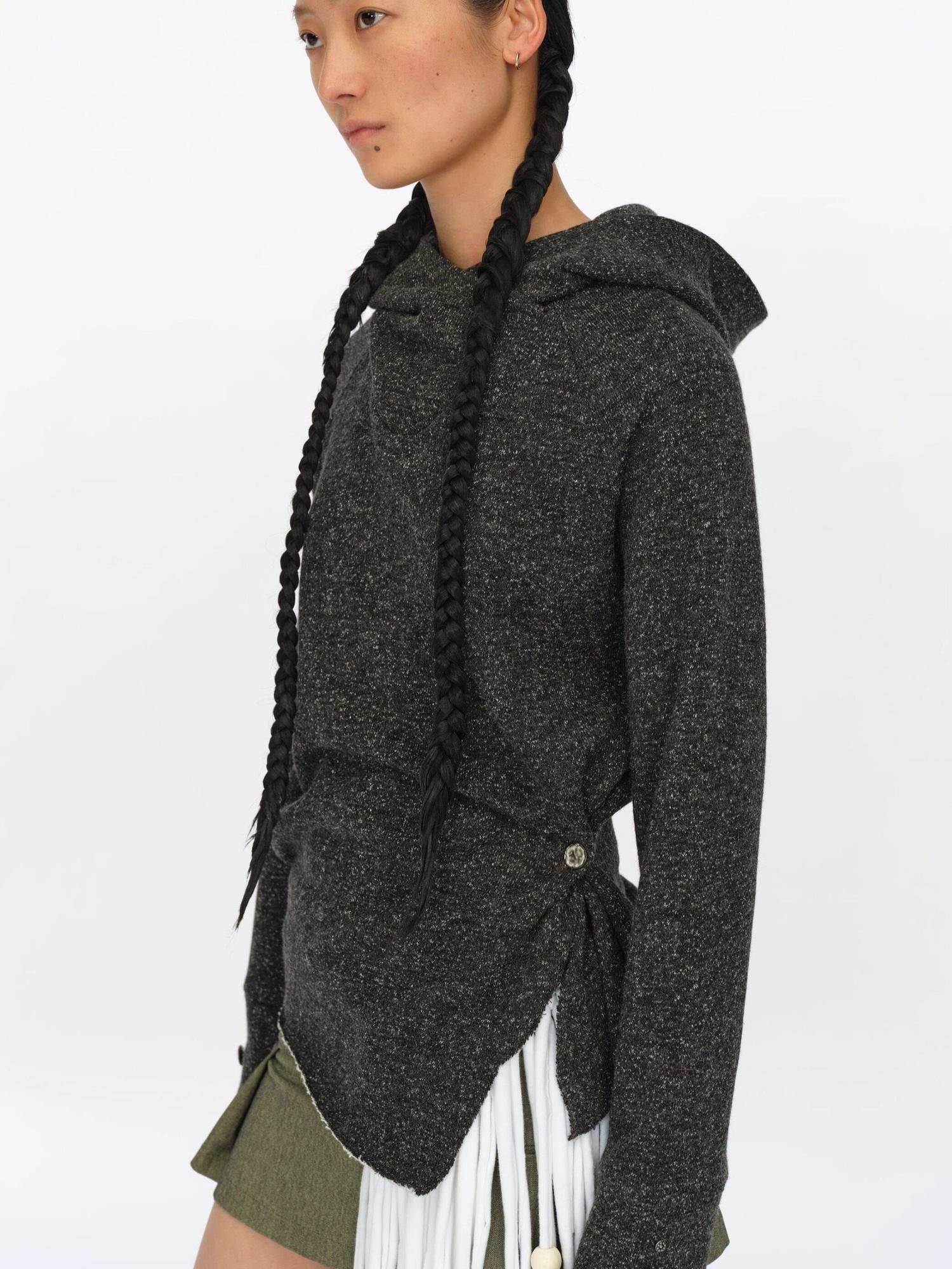 oinimi Acrylic Cotton Slim Fit Hooded Long Sleeve Frayed Hem Unisex Hoodies