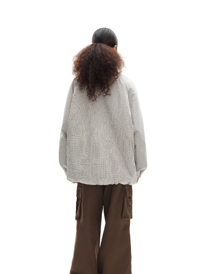 oinimi Airy Blue Check Puff Cotton Coat