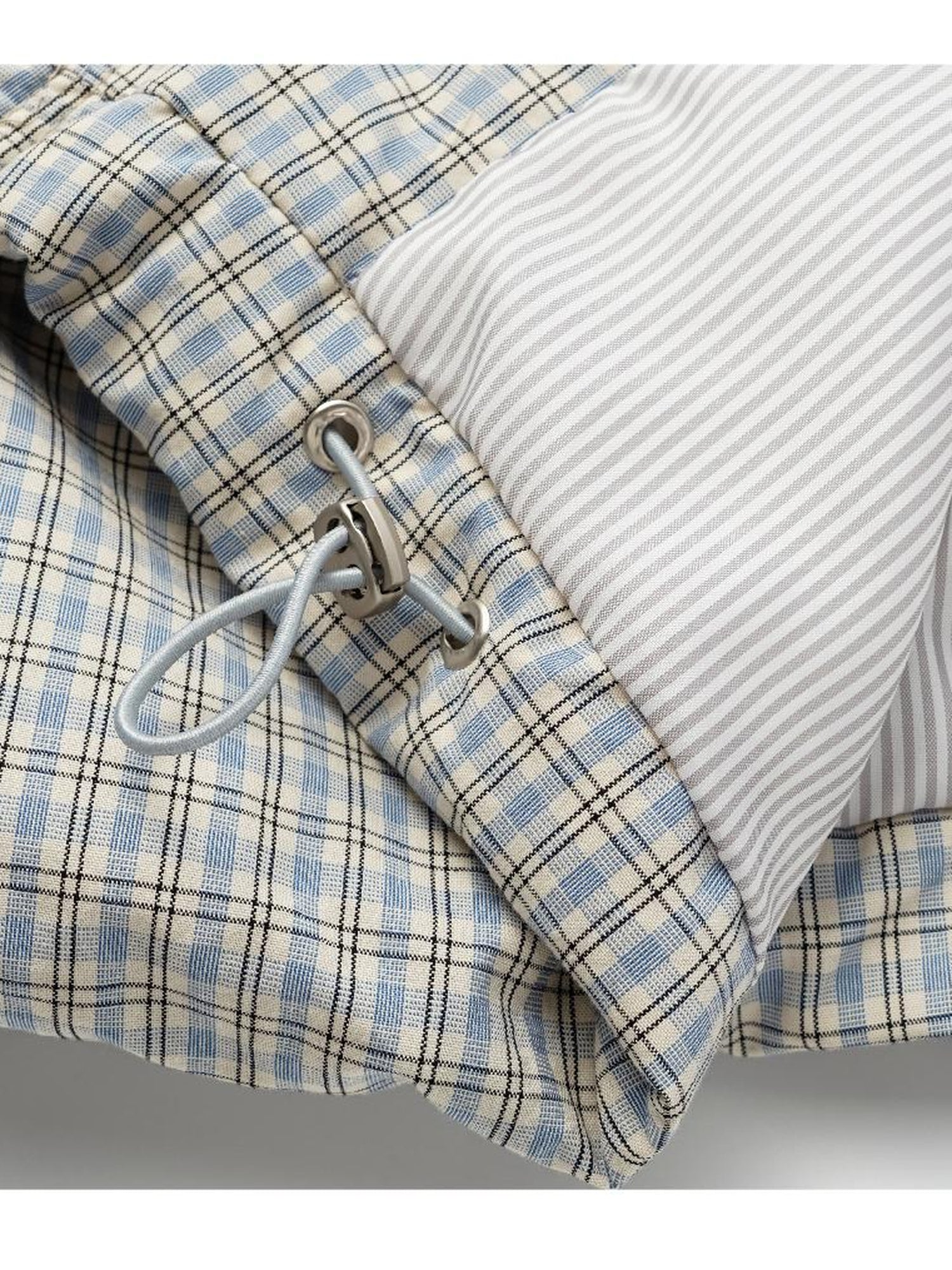 oinimi Airy Blue Check Puff Cotton Coat