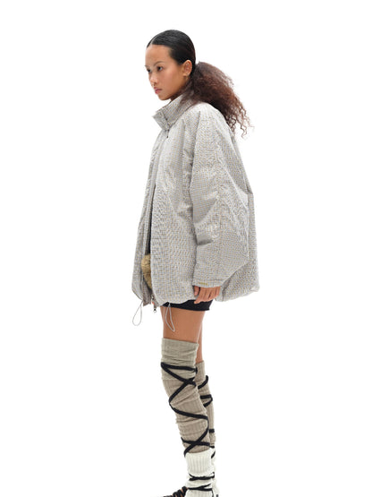 oinimi Airy Blue Check Puff Cotton Coat
