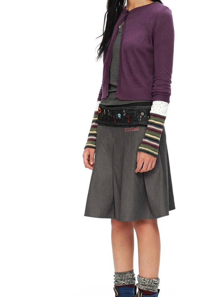 oinimi Airy Layered Set In Shoulder Side Slit Knit Casual Women&