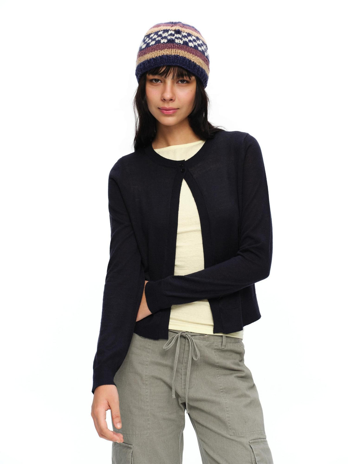 oinimi Airy Layered Set In Shoulder Side Slit Knit Casual Women&