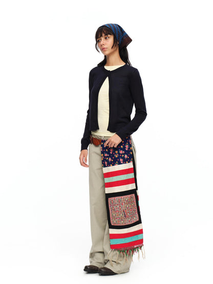 oinimi Airy Layered Set In Shoulder Side Slit Knit Casual Women&