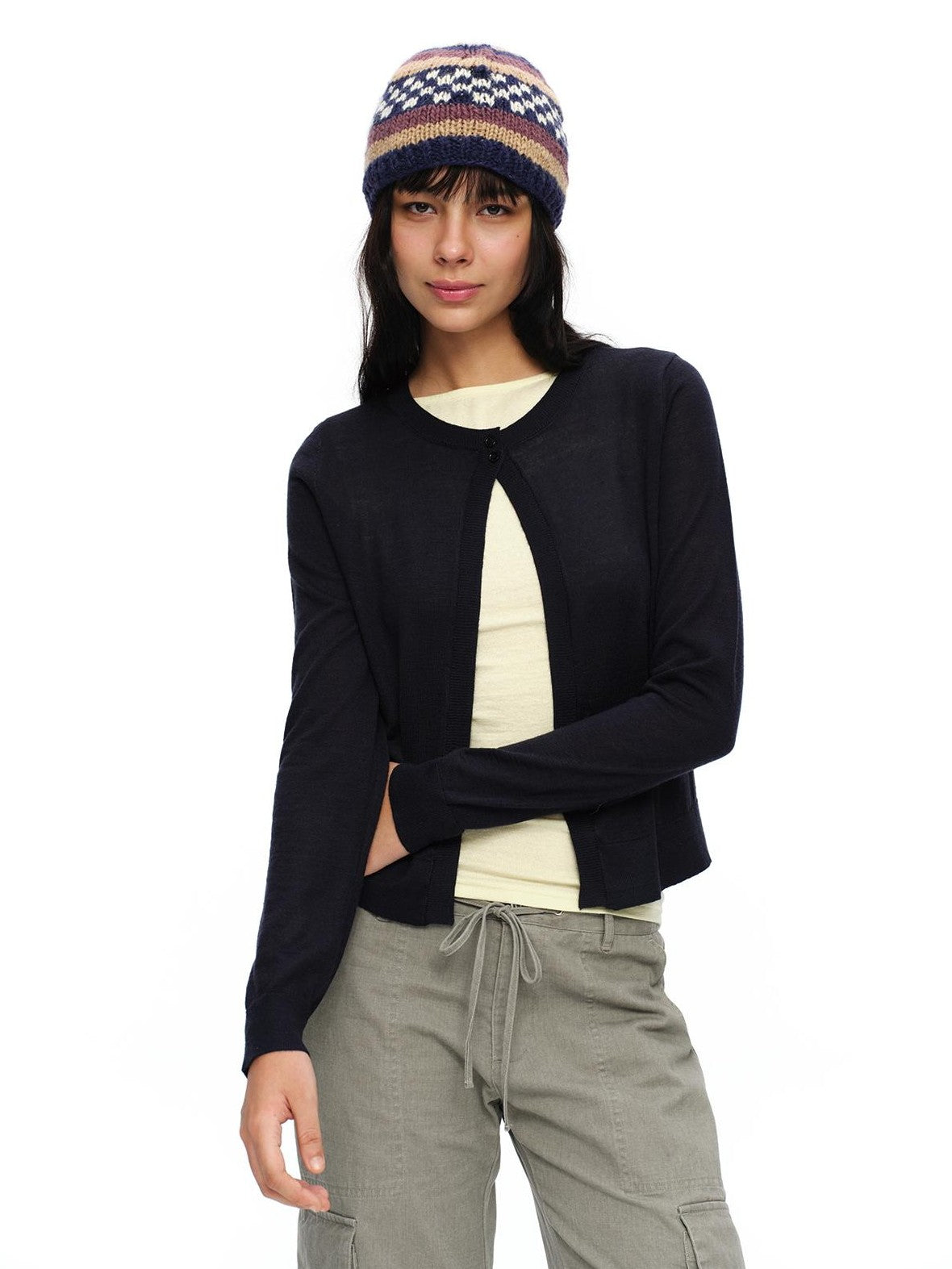 oinimi Airy Layered Set In Shoulder Side Slit Knit Casual Women&