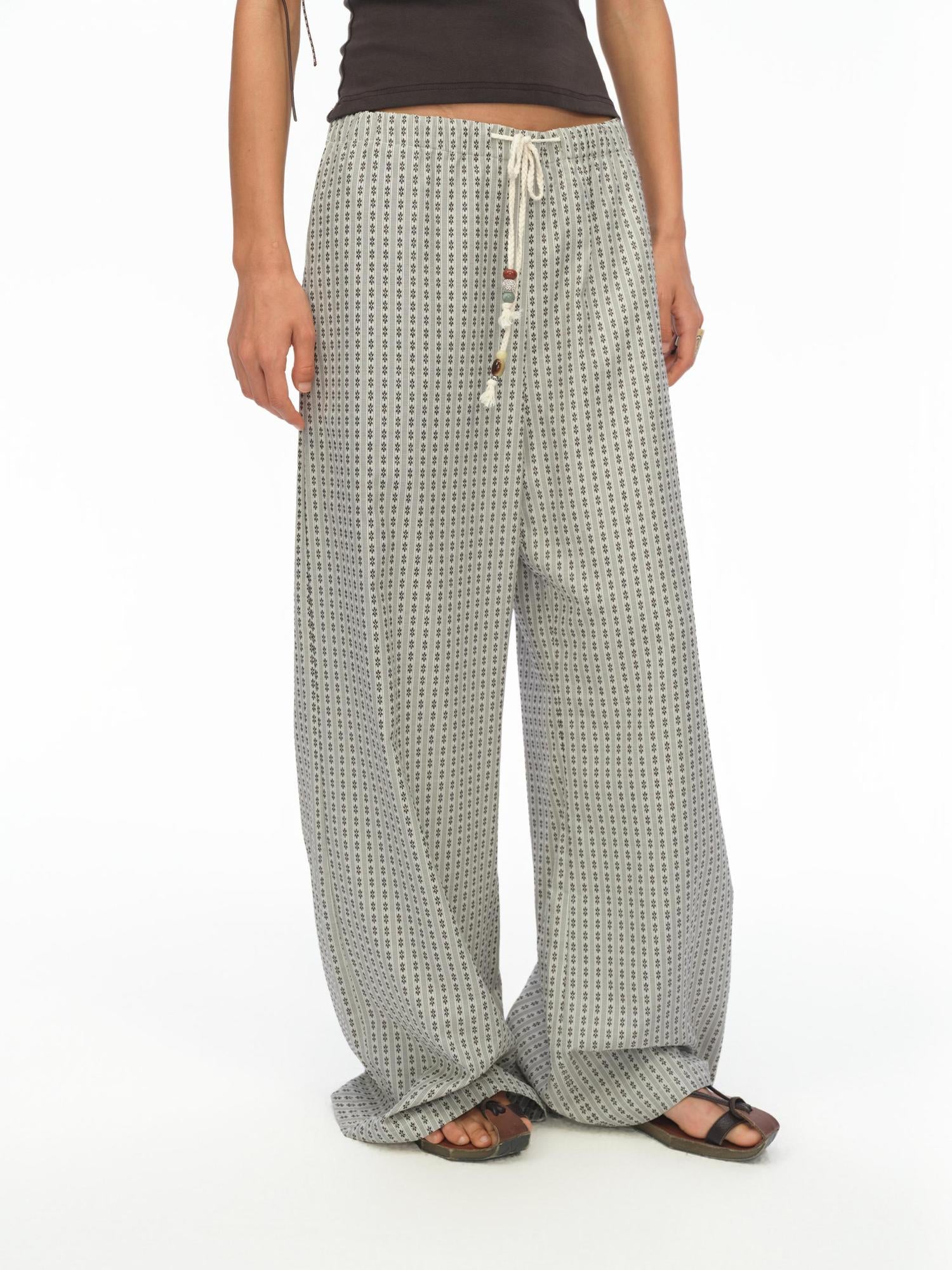 oinimi Airy Striped Wide Leg Vacation Pants