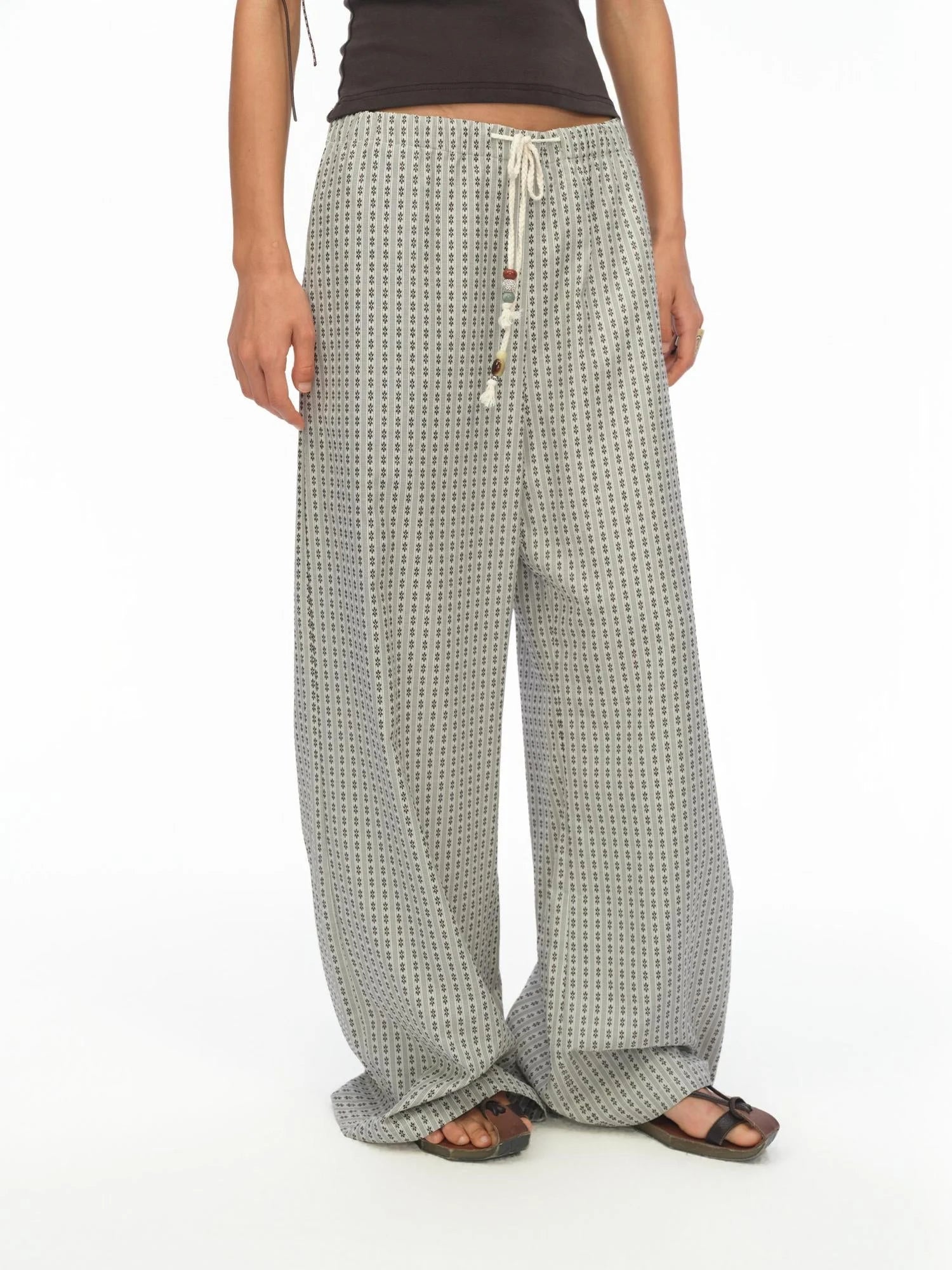 Airy Striped Wide Leg Vacation Pants