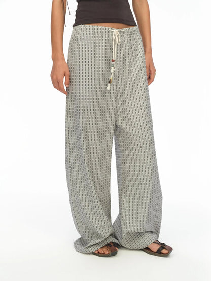 Airy Striped Wide Leg Vacation Pants
