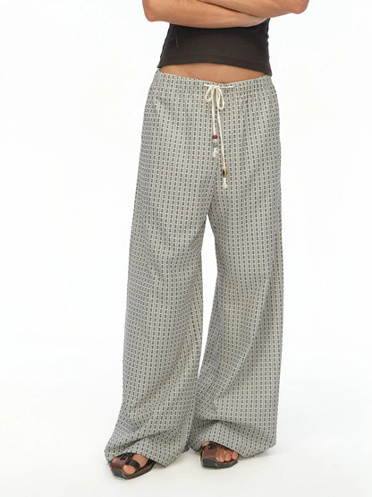 Airy Striped Wide Leg Vacation Pants