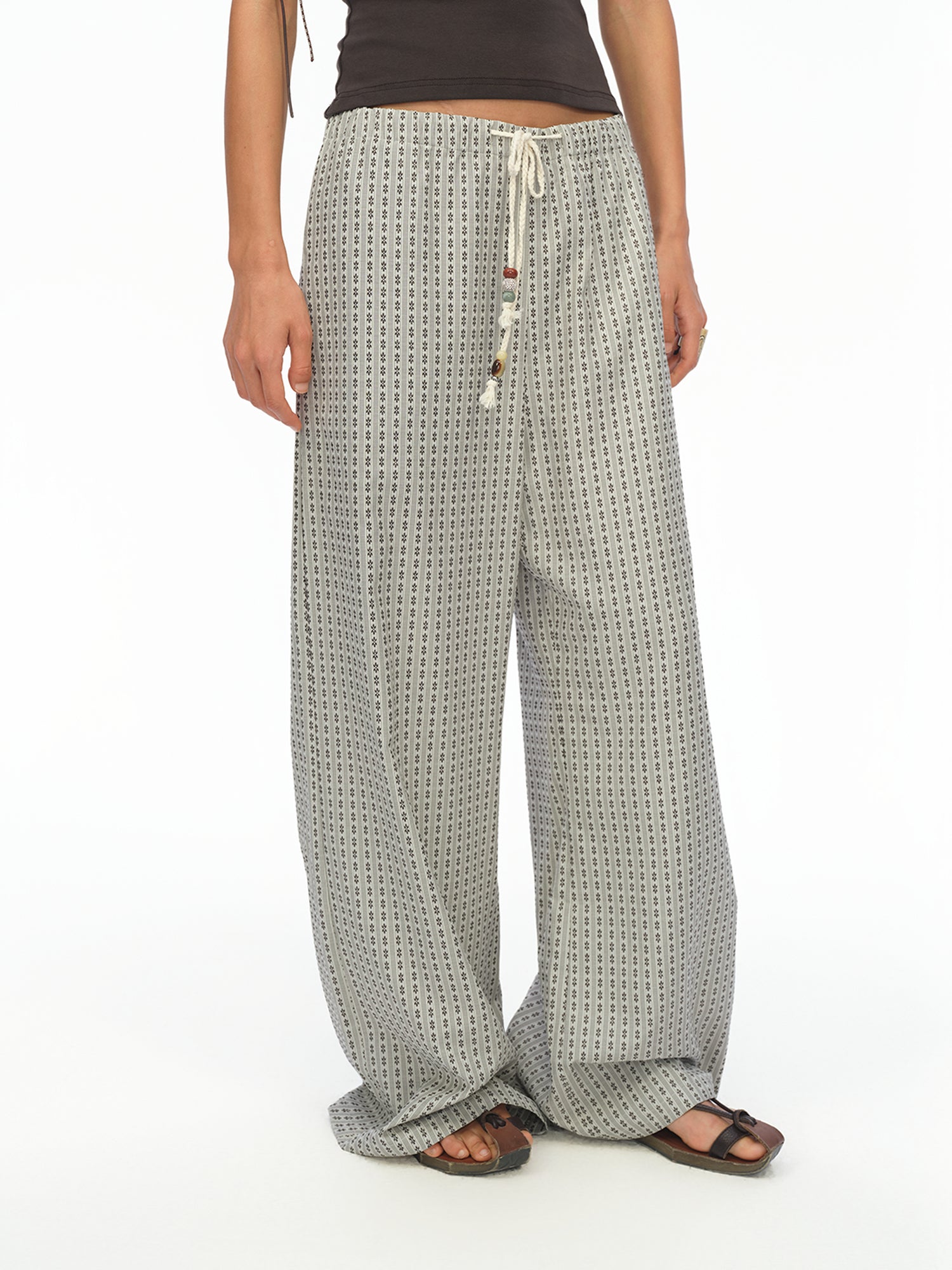 oinimi Airy Striped Wide Leg Vacation Pants