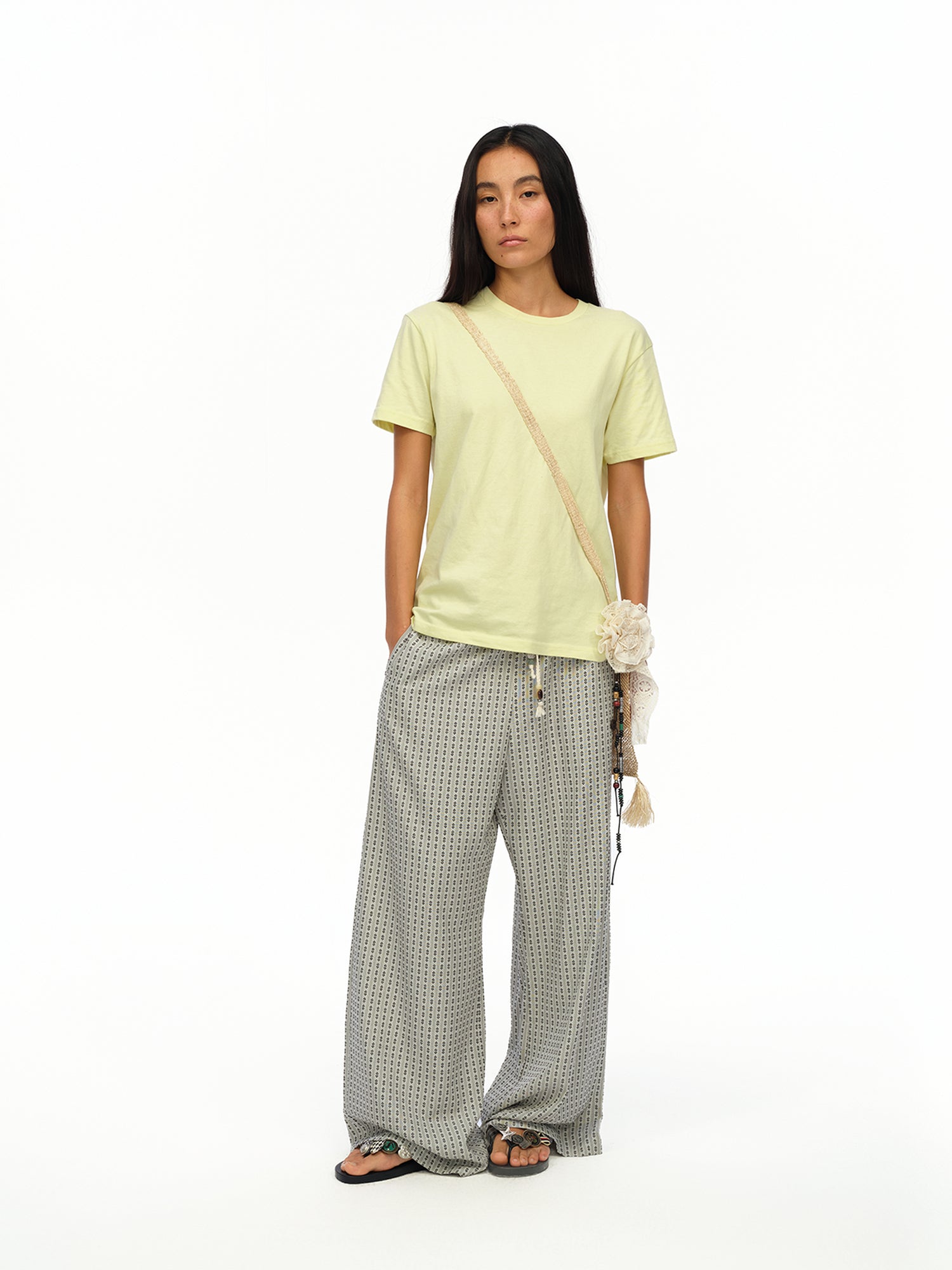 oinimi Airy Striped Wide Leg Vacation Pants