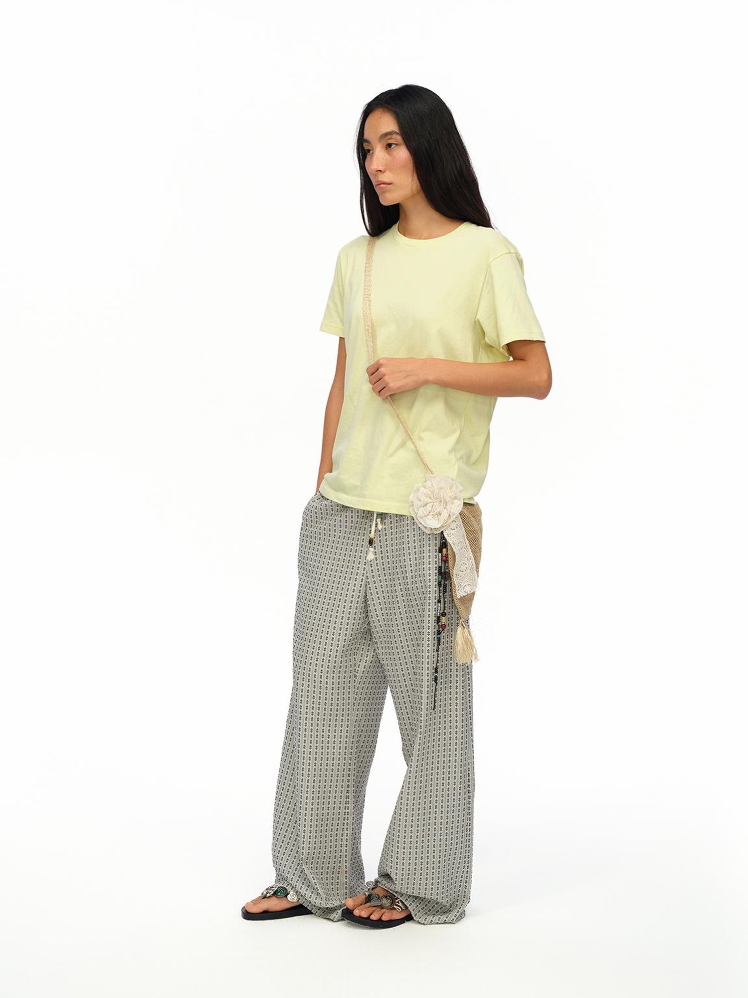 oinimi Airy Striped Wide Leg Vacation Pants