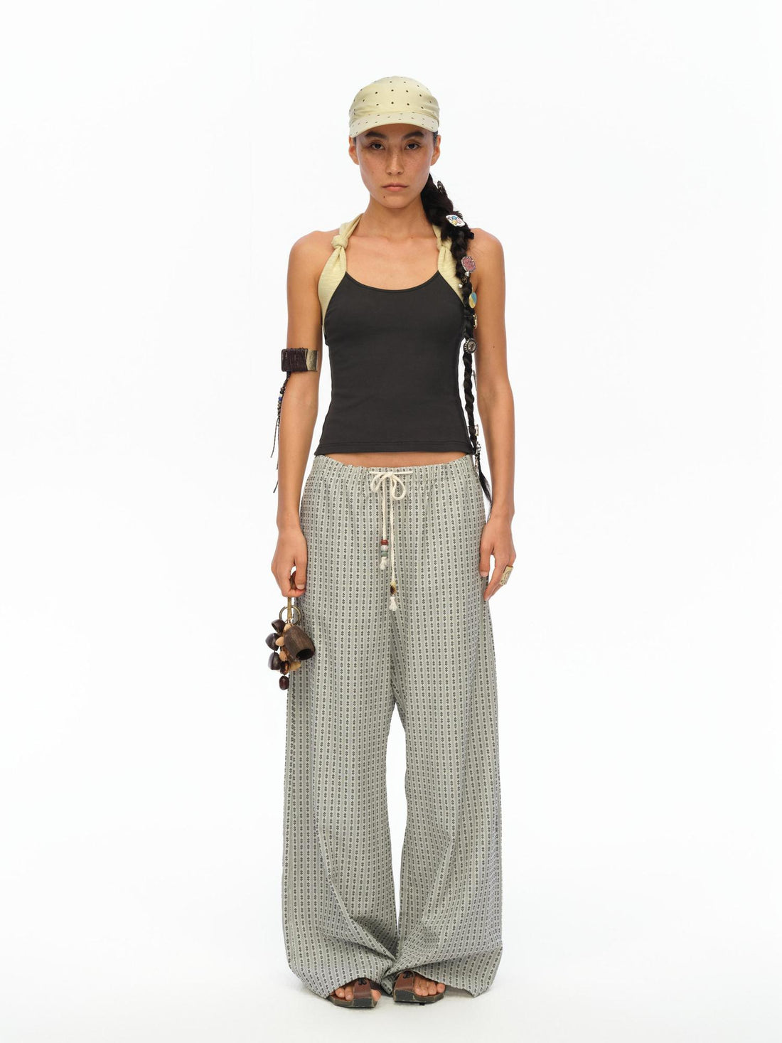 oinimi Airy Striped Wide Leg Vacation Pants