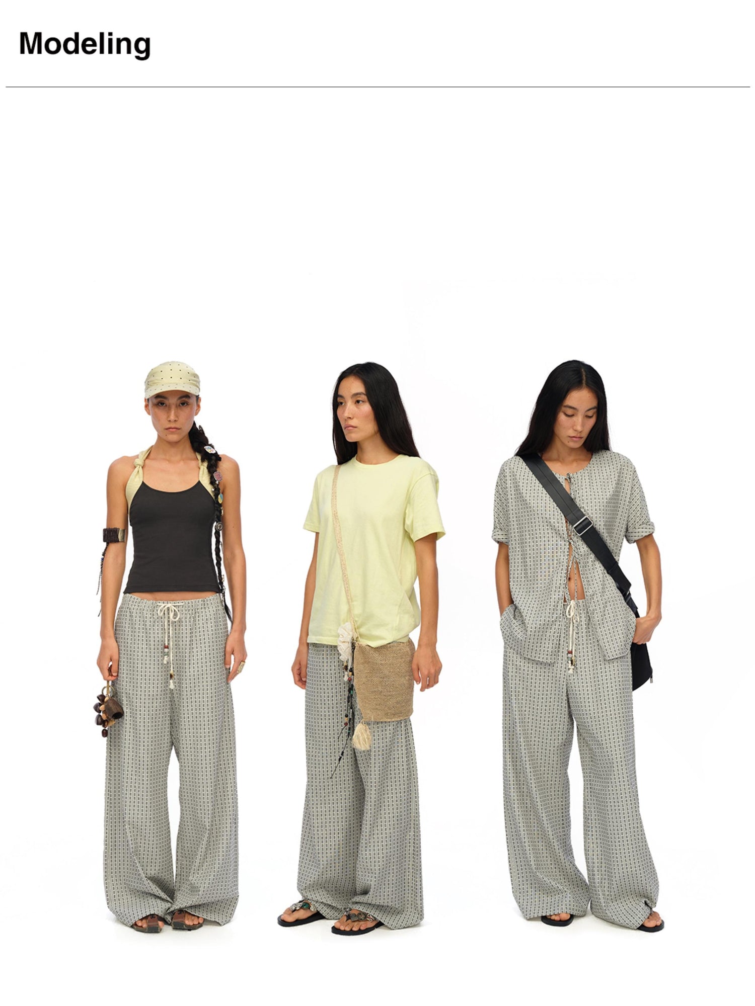 oinimi Airy Striped Wide Leg Vacation Pants