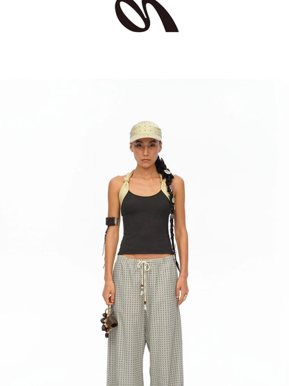 Airy Striped Wide Leg Vacation Pants