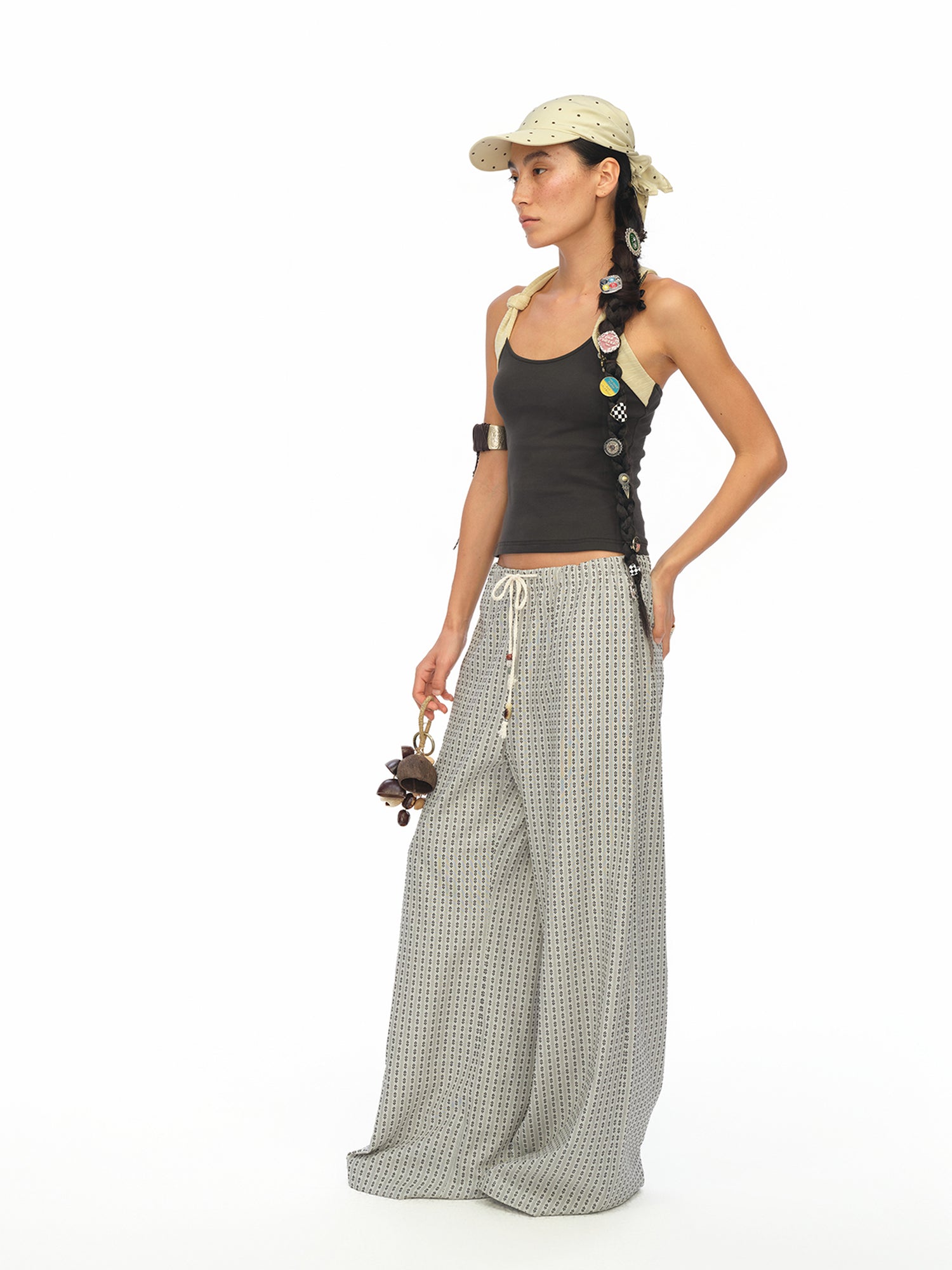 oinimi Airy Striped Wide Leg Vacation Pants