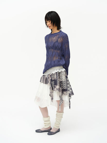 oinimi Asymmetrical Cloud Pleated Skirt In Soft Ivory