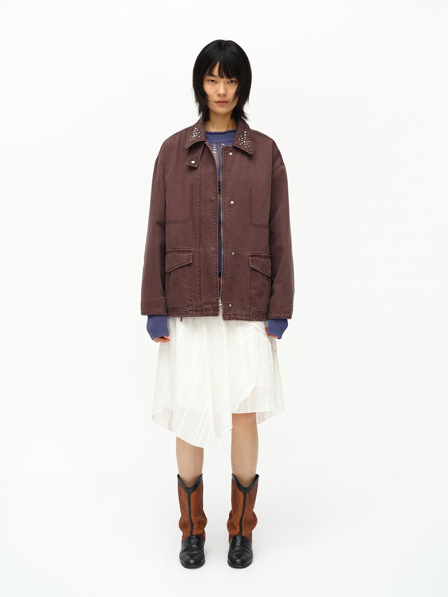 oinimi Asymmetrical Cloud Pleated Skirt In Soft Ivory