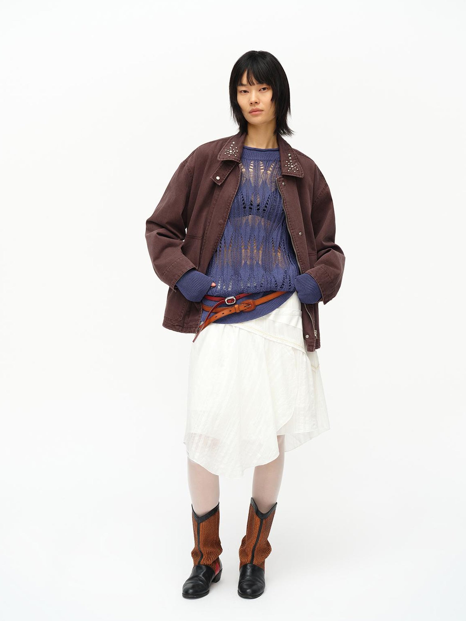 oinimi Asymmetrical Cloud Pleated Skirt In Soft Ivory