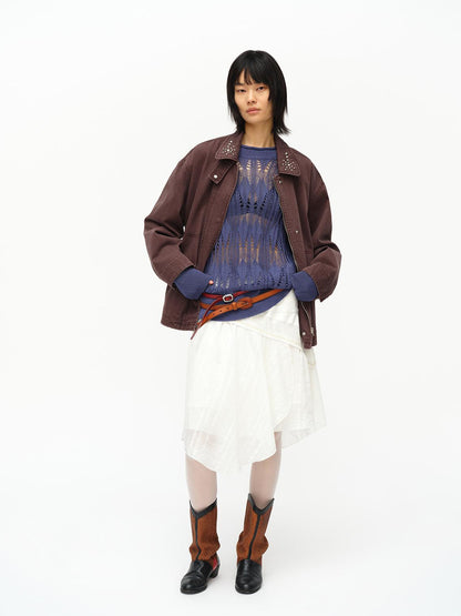 oinimi Asymmetrical Cloud Pleated Skirt In Soft Ivory