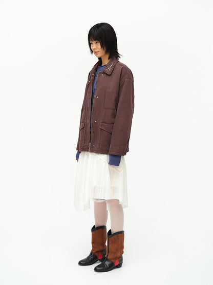oinimi Asymmetrical Cloud Pleated Skirt In Soft Ivory