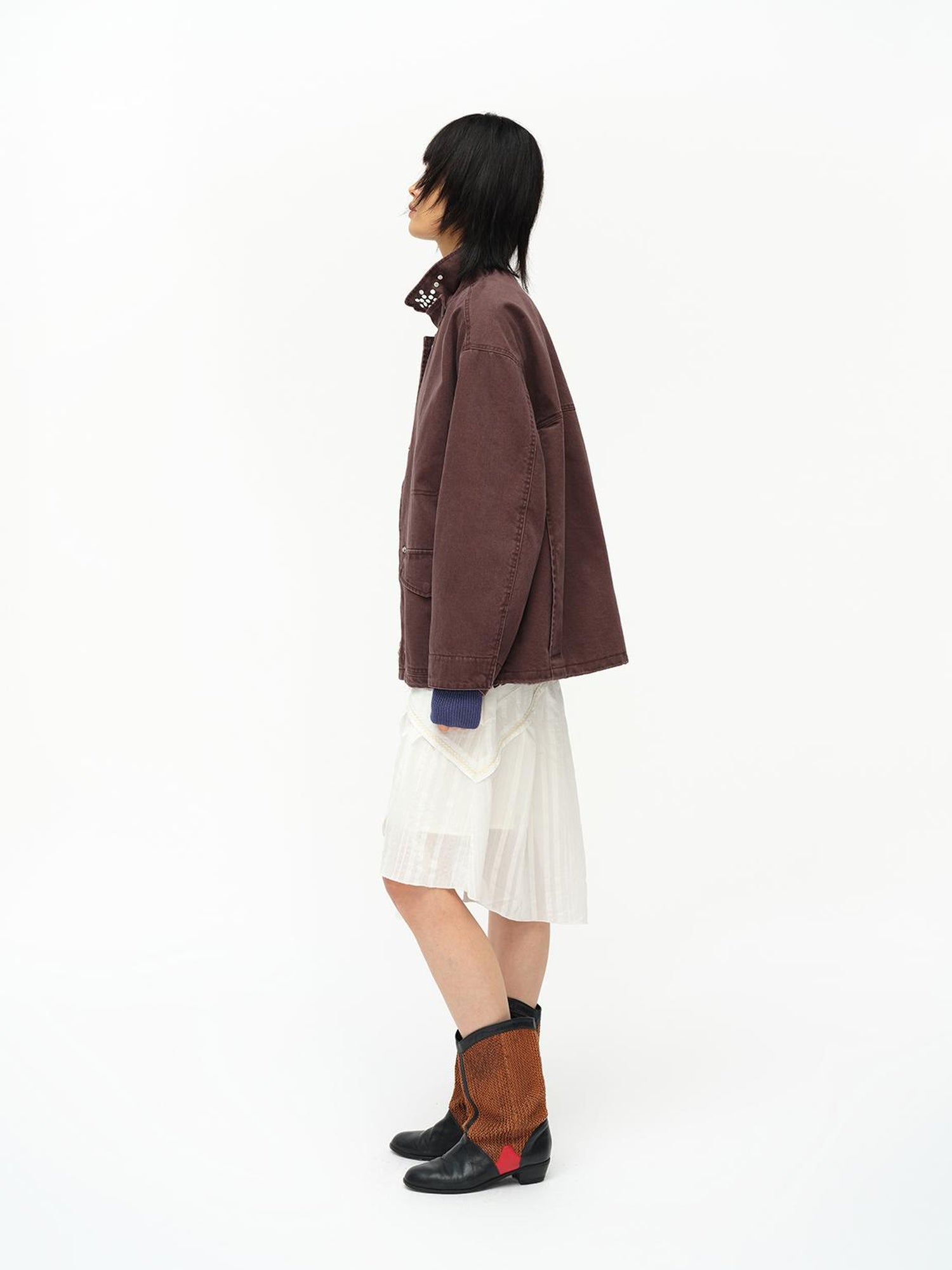 oinimi Asymmetrical Cloud Pleated Skirt In Soft Ivory
