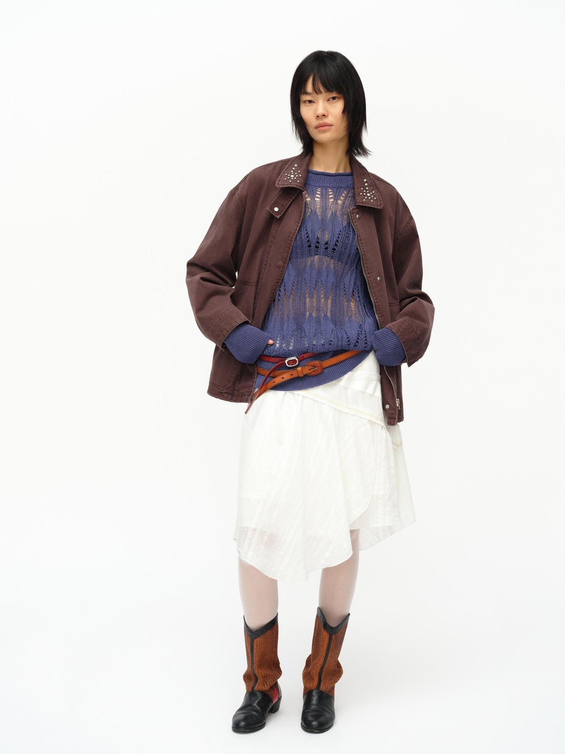 oinimi Asymmetrical Cloud Pleated Skirt In Soft Ivory