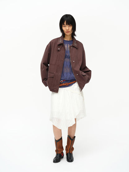 oinimi Asymmetrical Cloud Pleated Skirt In Soft Ivory