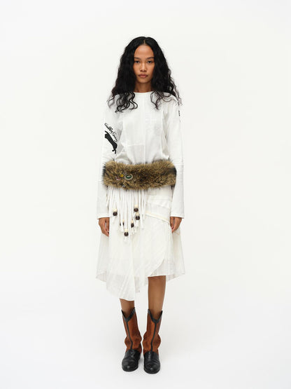 oinimi Asymmetrical Cloud Pleated Skirt In Soft Ivory