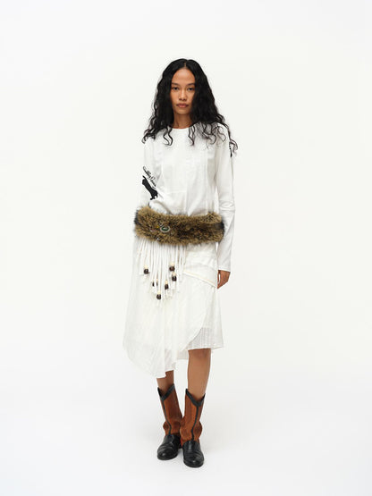 oinimi Asymmetrical Cloud Pleated Skirt In Soft Ivory
