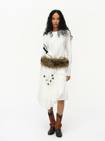 oinimi Asymmetrical Cloud Pleated Skirt In Soft Ivory