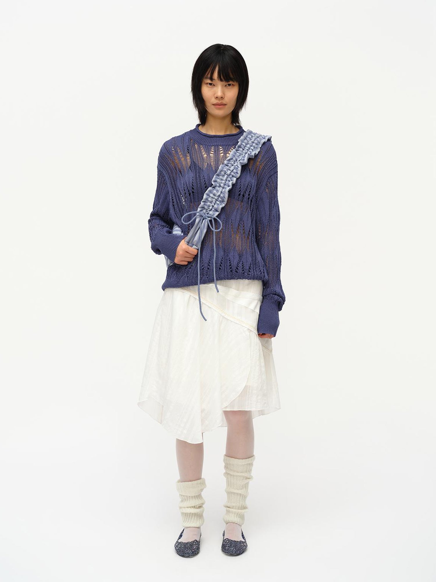 oinimi Asymmetrical Cloud Pleated Skirt In Soft Ivory