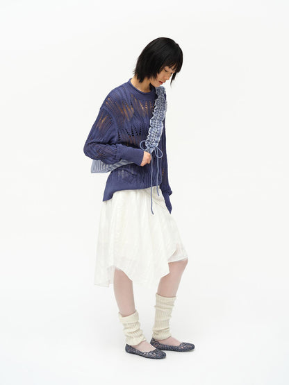 oinimi Asymmetrical Cloud Pleated Skirt In Soft Ivory