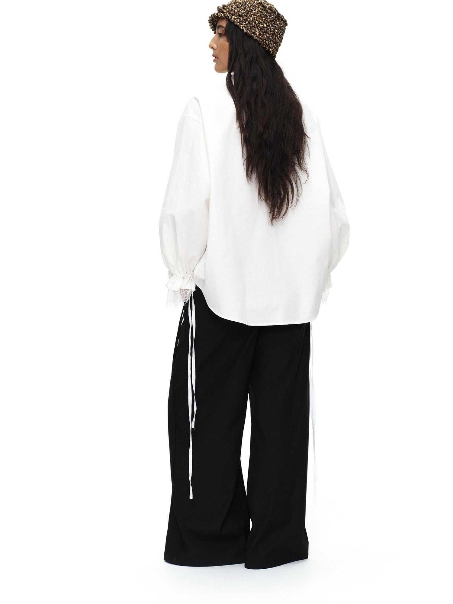oinimi Black Button Detail Detachable Skirt Straight Women&
