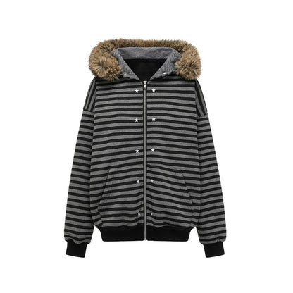 oinimi_Black_Grey_Striped_Loose_Fit_Women&