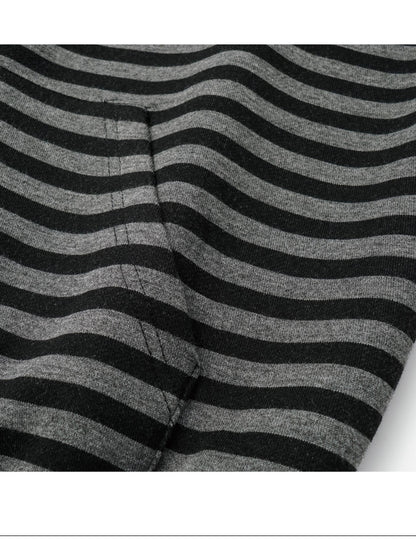 oinimi Black Grey Striped Loose Fit Women&