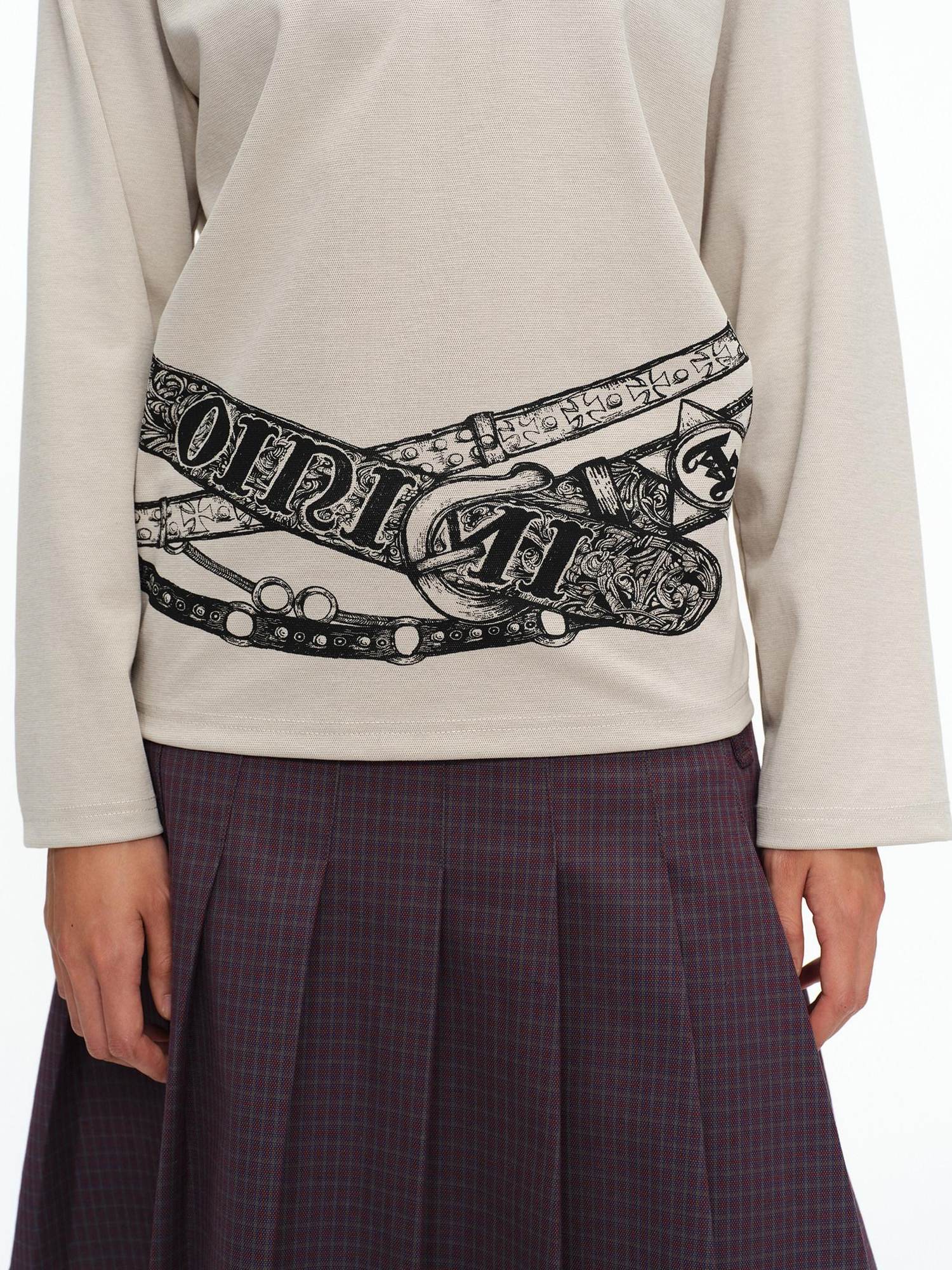oinimi Breathable Casual Straight V-ceck Print Long Sleeve Unisex Poly Cotton T-Shirt