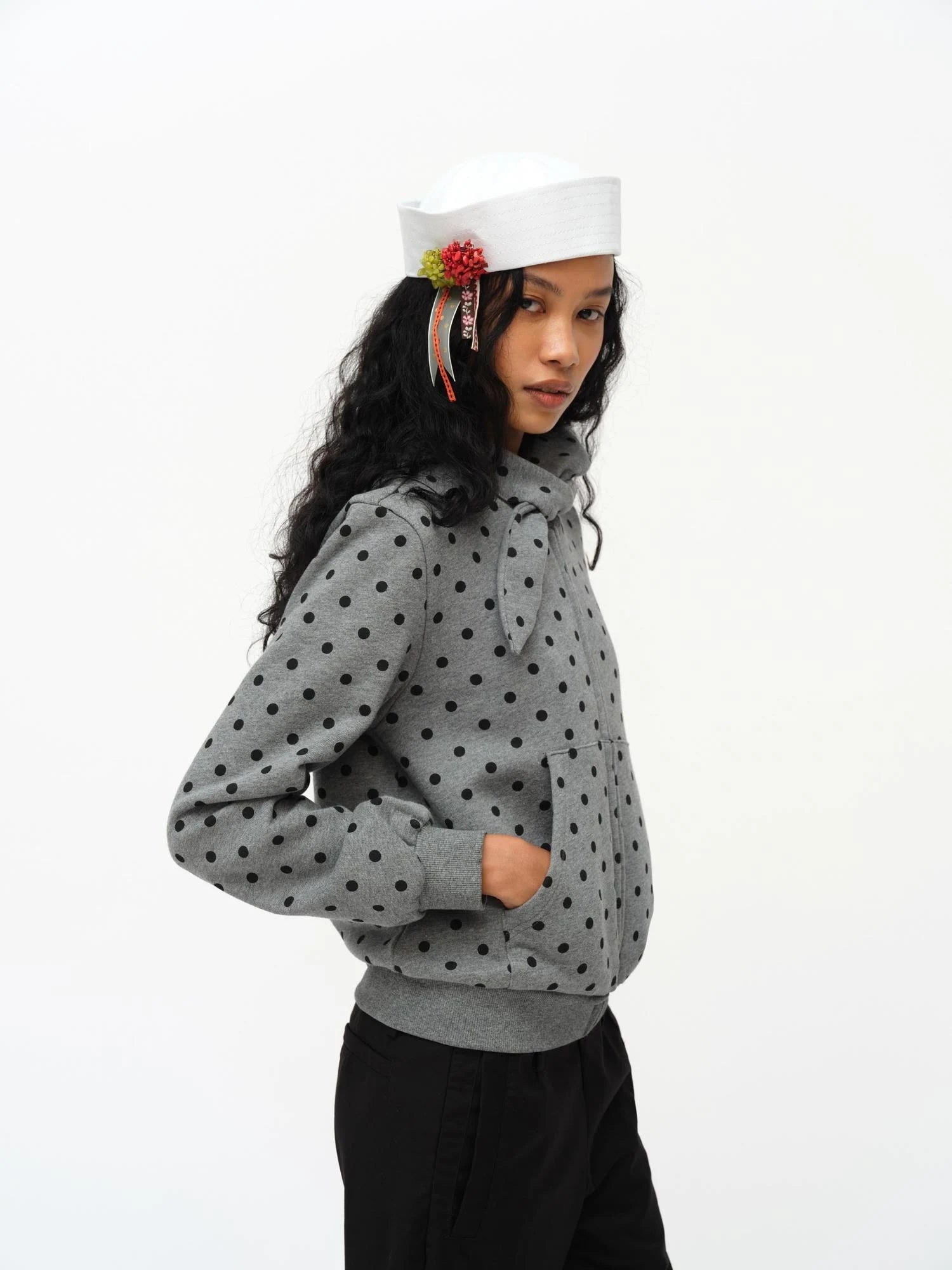 Butterfly Print Hooded Zip Up Sweatshirt